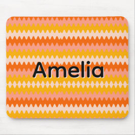 Alfombrilla De Ratón Patrón Zig Zag Moderno Amarillo, Naranja y Blanco