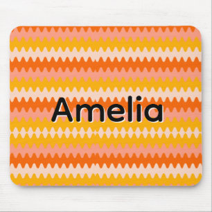 Alfombrilla De Ratón Patrón Zig Zag Moderno Amarillo, Naranja y Blanco