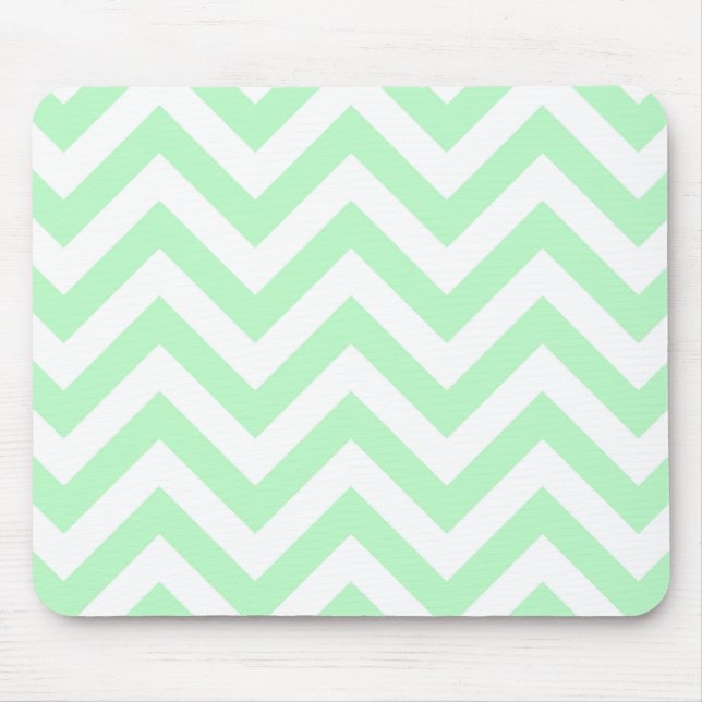Alfombrilla De Ratón Patrón ZigZag de Chevron grande blanco Mint (Frente)