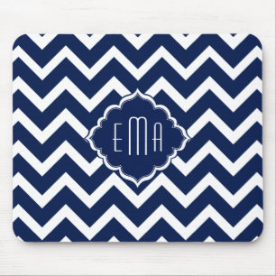 Alfombrilla De Ratón Patrón Zigzag de la corona azul y blanca de la mar