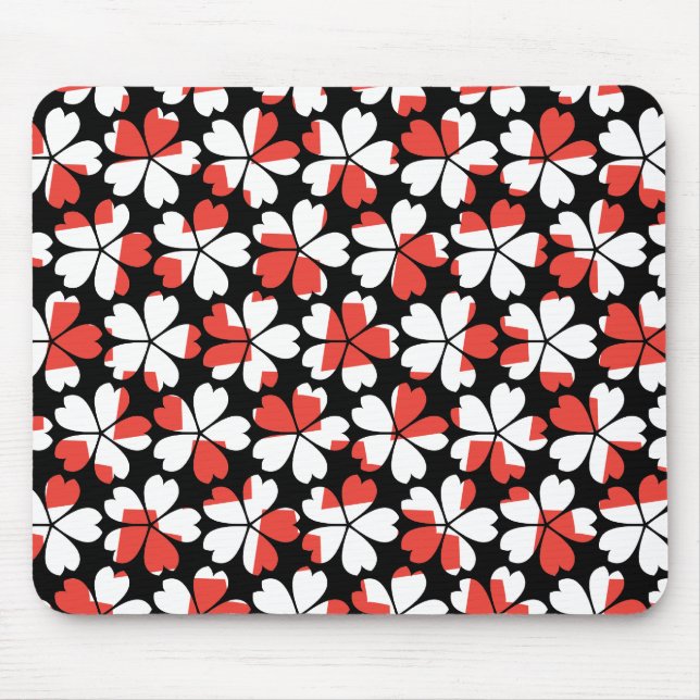 Alfombrilla De Ratón Patrones de flores blancas rojas lisas (Frente)