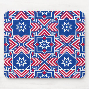 Alfombrilla De Ratón Patrótico Patrón Rojo Blanco y Azul