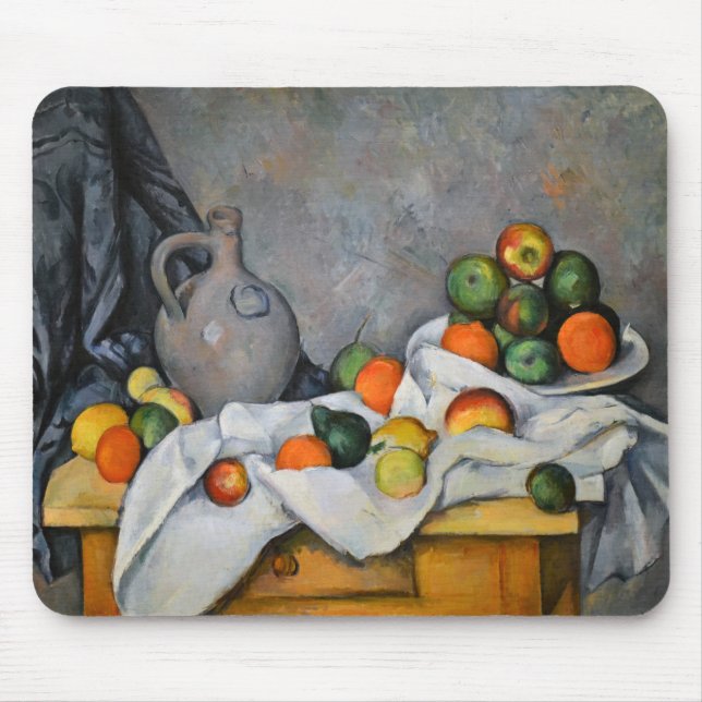 Alfombrilla De Ratón Paul Cezanne - Curtain, Jug and Fruit Bowl (Frente)