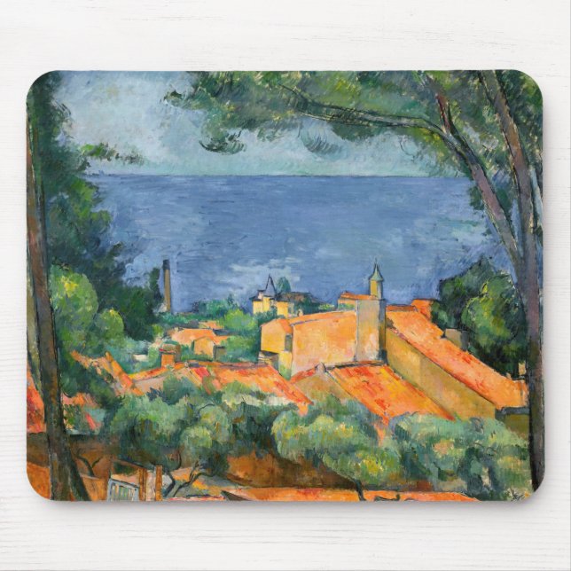 Alfombrilla De Ratón Paul Cezanne - Estaque con techos rojos (Frente)
