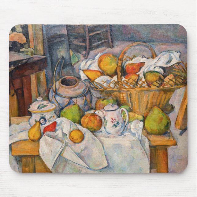 Alfombrilla De Ratón Paul Cezanne - Todavía la vida con una canasta (Frente)