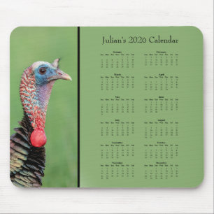 Alfombrilla De Ratón Pavo - Calendario 2026 personalizable para todo el