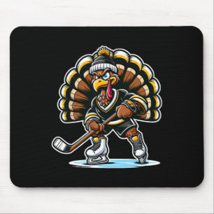 Alfombrilla De Ratón Pavo Divertido Jugando Hockey Sobre Hielo Día de A