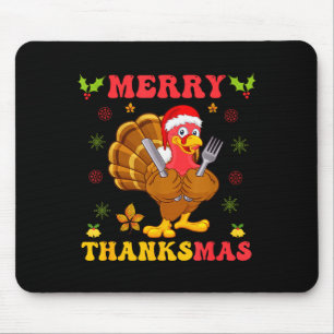 Alfombrilla De Ratón Pavo Divertido Santa Feliz Graciasnavidad Navidad