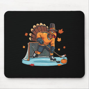 Alfombrilla De Ratón Pavo jugando hockey sobre hielo Acción de Gracias 