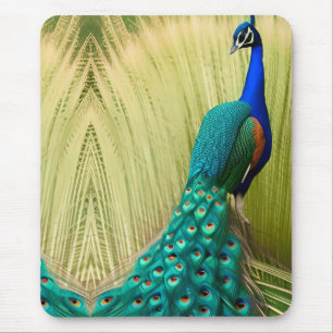 Alfombrilla De Ratón Pavo real azul en la hierba