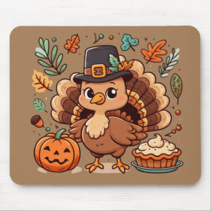 Alfombrilla De Ratón Pavo y calabaza Personalizado lindo Día de Acción