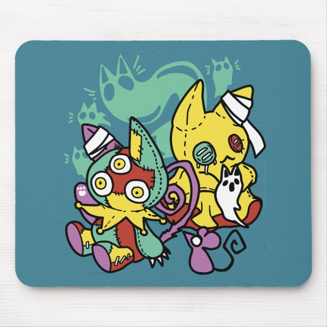 Alfombrilla De Ratón Paw-sitively Frightful | Monstrous Cats Halloween  (Frente)
