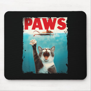 Alfombrilla De Ratón Paws Cat Mouse Parodian a un gato Tiburón persigui