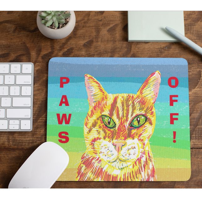 Alfombrilla De Ratón Paws Off ginger cat gatitos tabby (Subido por el creador)
