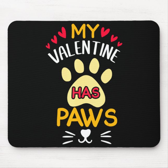 Alfombrilla De Ratón Paws Pet Cat My Valentine Hearts Day Happy Valenti (Frente)