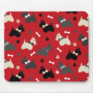 Alfombrilla De Ratón Paws y huesos aterradores escoceses rojos