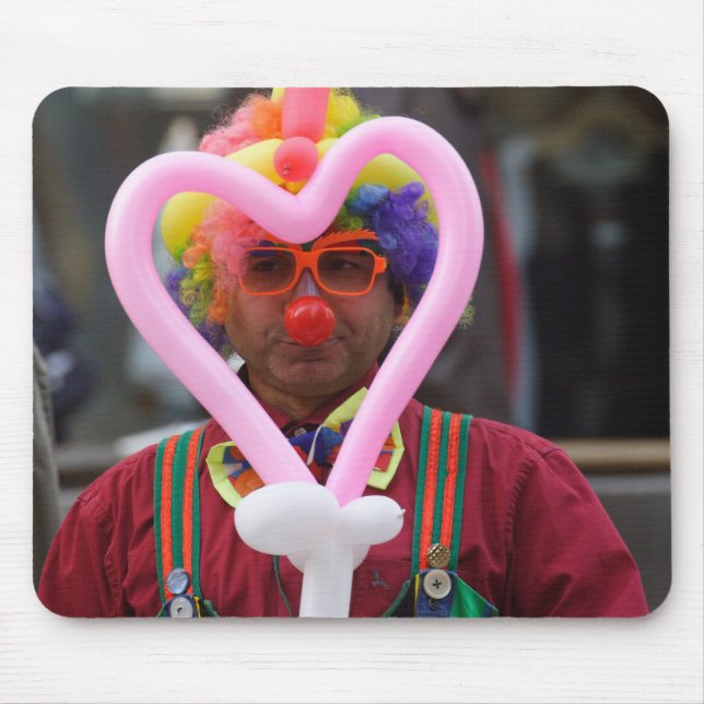 Alfombrilla De Ratón Payaso Con Corazón Rosa (Frente)