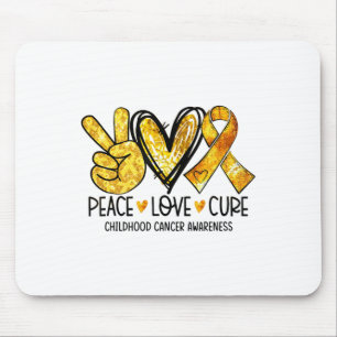 Alfombrilla De Ratón Paz Amor Cura Listón Corazón Dorado Cáncer Infanti