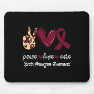Alfombrilla De Ratón Paz Amor Cure Aneurysm Burgundy Ribbon Awa