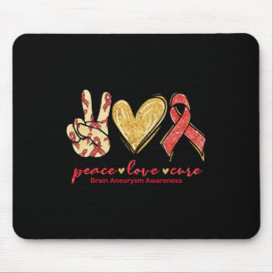 Alfombrilla De Ratón Paz Amor Cure Burgundy Ribbon Aneurysm Awa