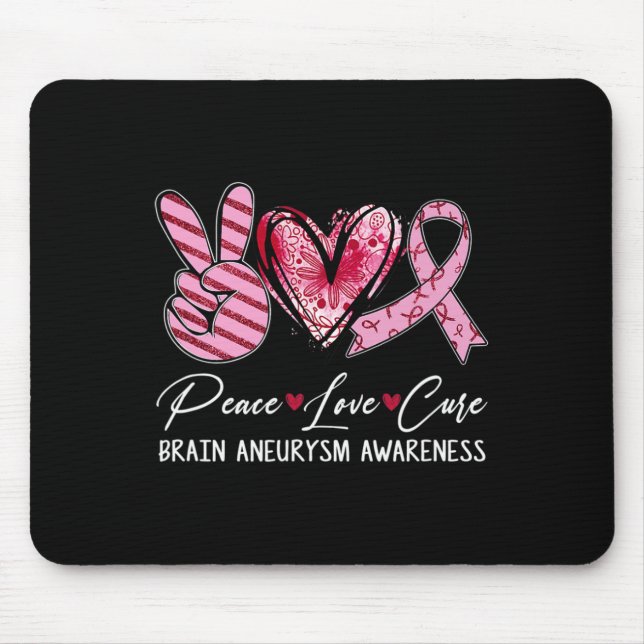 Alfombrilla De Ratón Paz Amor Cure Burgundy Ribbon Aneurysm Awa (Frente)