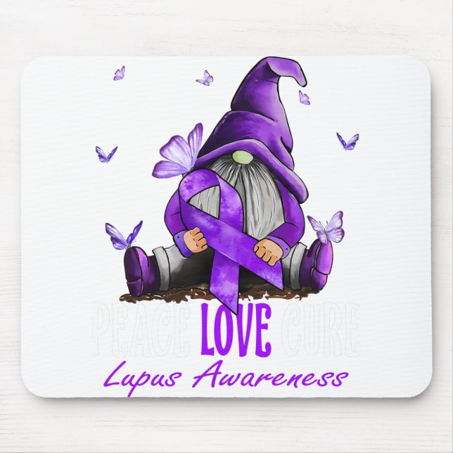 Alfombrilla De Ratón Paz Amor Cure Lupus Conciencia Cinta Púrpura (Frente)