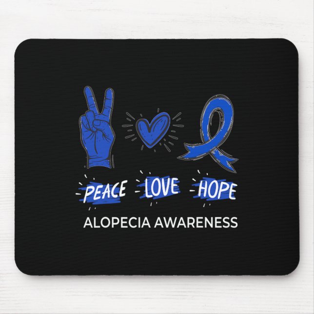 Alfombrilla De Ratón Paz Amor Esperanza Alopecia Conciencia Areata Ribb (Frente)