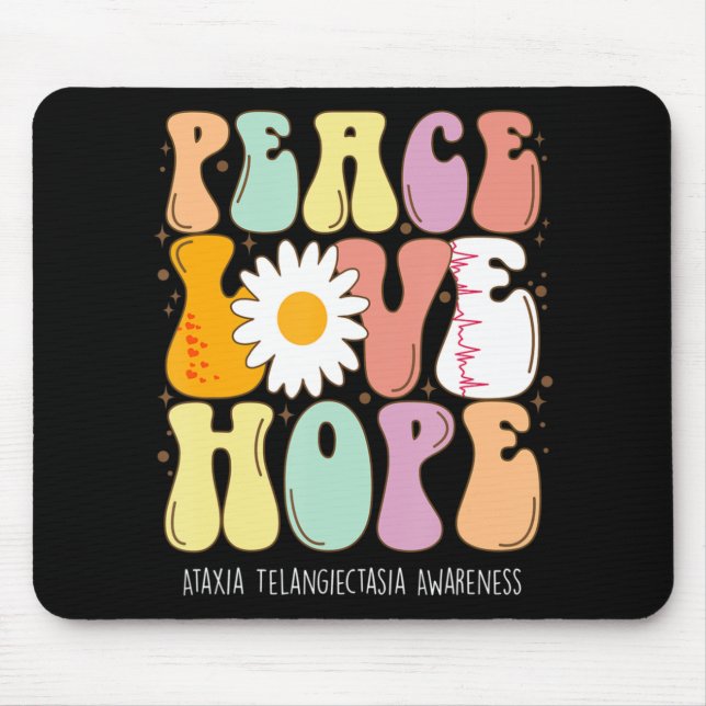 Alfombrilla De Ratón Paz Amor Esperanza Ataxia Telangiectasia Concienci (Frente)