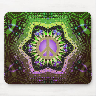 Alfombrilla De Ratón Paz Flor poder Purple+Green Mousepad