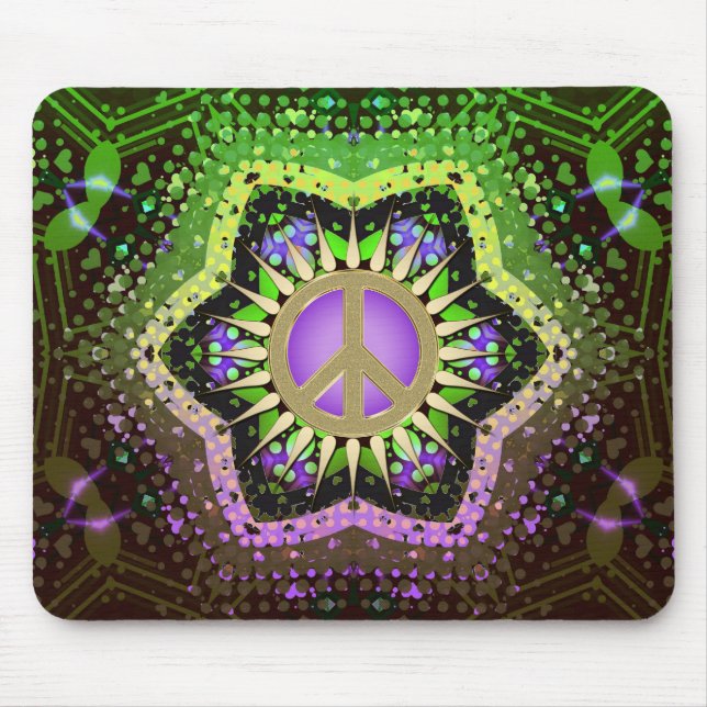 Alfombrilla De Ratón Paz Flor poder Purple+Green Mousepad (Frente)