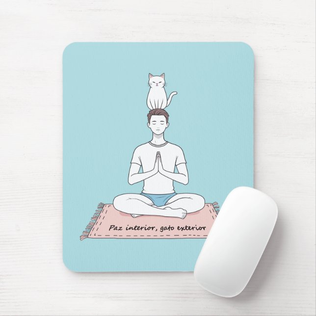 Alfombrilla De Ratón Paz Interior, Gato Exterior (Con ratón)