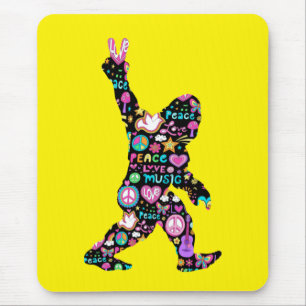 Alfombrilla De Ratón Peace Love Bigfoot Hippie Funny Bigfoot Lover