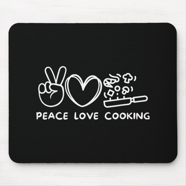 Alfombrilla De Ratón Peace, Love Cooking Retro Cooking Lover Chef Food  (Frente)