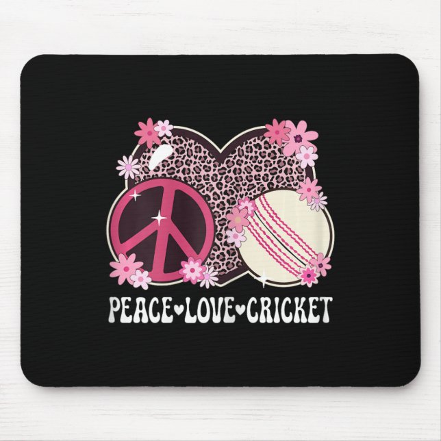 Alfombrilla De Ratón Peace Love Cricket Lover Leopard Print Women Girls (Frente)