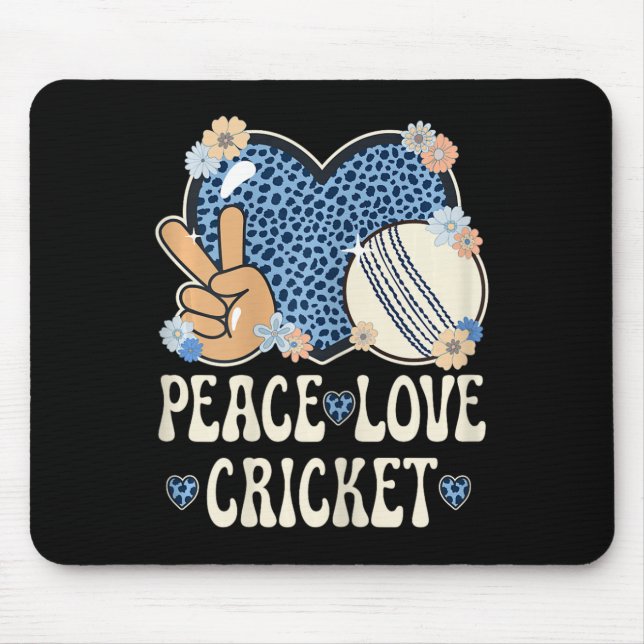 Alfombrilla De Ratón Peace Love Cricket Lover Outfit Cheetah Print Wome (Frente)