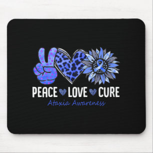 Alfombrilla De Ratón Peace Love Cure Ataxia Awareness Mes Blue Sunflo