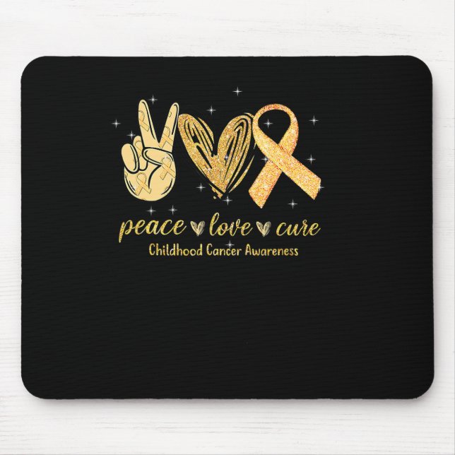 Alfombrilla De Ratón Peace Love Cure Children Canchood Awareness Gold R (Frente)