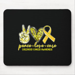 Alfombrilla De Ratón Peace Love Cure Children Canchood Awareness Leopar