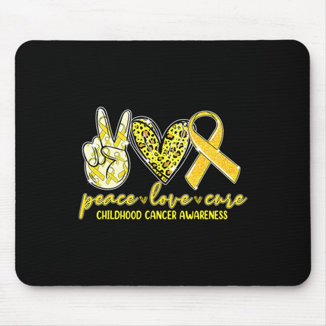 Alfombrilla De Ratón Peace Love Cure Children Canchood Awareness Leopar (Frente)