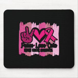 Alfombrilla De Ratón Peace Love Cure Cure Cinta Rosa Cáncer de seno Awa