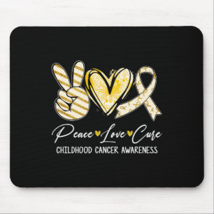 Alfombrilla De Ratón Peace Love Cure Gold Ribbon