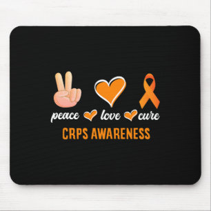 Alfombrilla De Ratón Peace Love Cure Naranja Ribbon Rsd Crps Conciencia