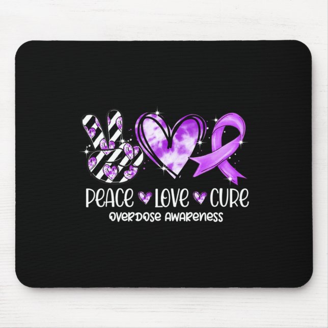Alfombrilla De Ratón Peace Love Cure Purple Ribbon Sobredosis (Frente)