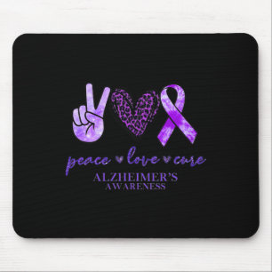 Alfombrilla De Ratón Peace Love Cure Ribbon Leopard Alzheimer Brain Awa