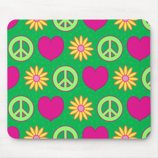 Alfombrilla De Ratón Peace Love Daisies (Frente)