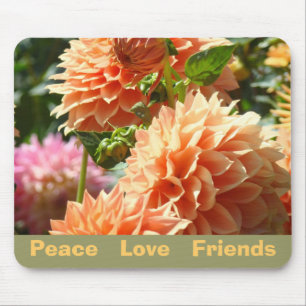 Alfombrilla De Ratón Peace Love Friends mousepads regalos Dahlia Flower