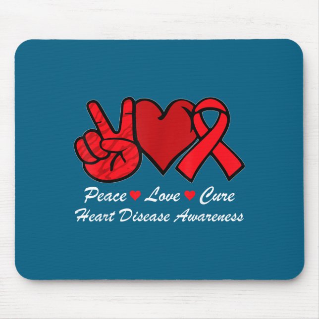 Alfombrilla De Ratón Peace Love Heart Disease Awareness Chd Suprt Wear  (Frente)