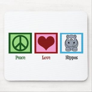 Alfombrilla De Ratón Peace Love Hippos