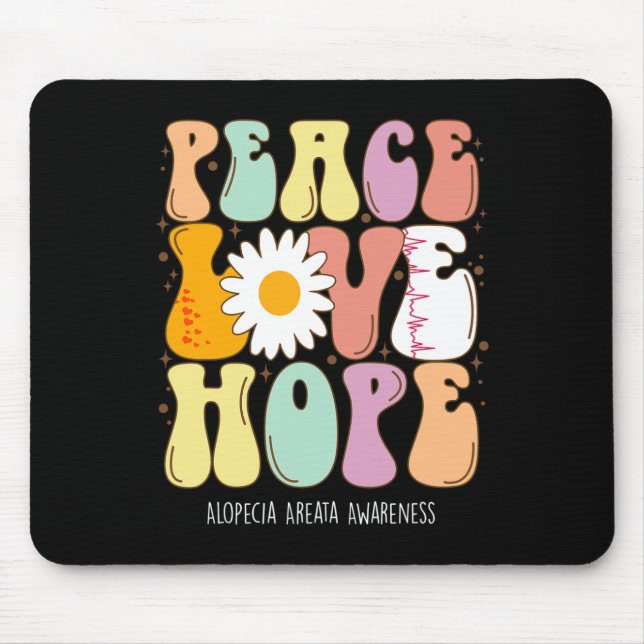 Alfombrilla De Ratón Peace Love Hope Alopecia Areata Awareness Gift (Frente)