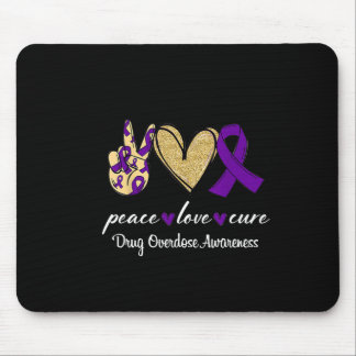 Alfombrilla De Ratón Peace Love Hope Purple Ribbon Drug Overdose